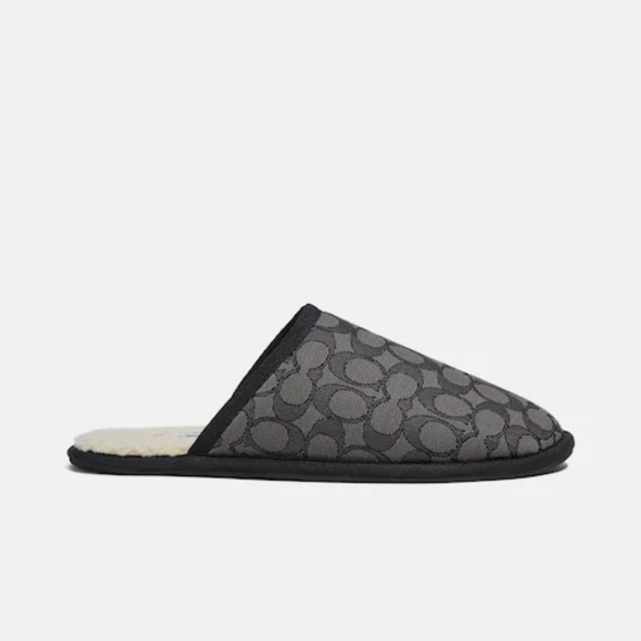 Coach Men's Slipper In Signature Jacquard - Colour: Smoke Coal/Black - Size: 7 - Picture 2 of 5